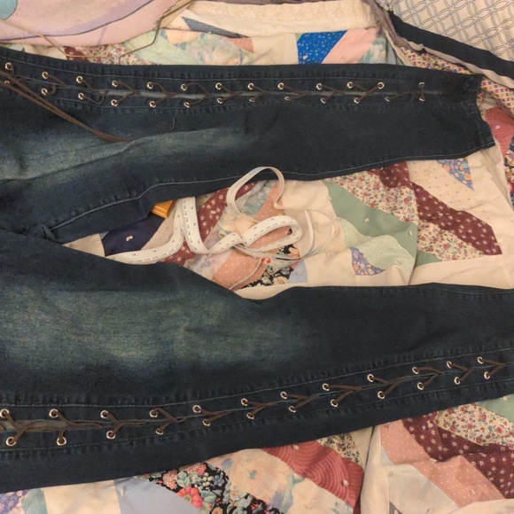 Plus Size 18 Women's Jeans Bottoms High Waist Lace Up Skinny Jeans 18 2X - Picture 11 of 11